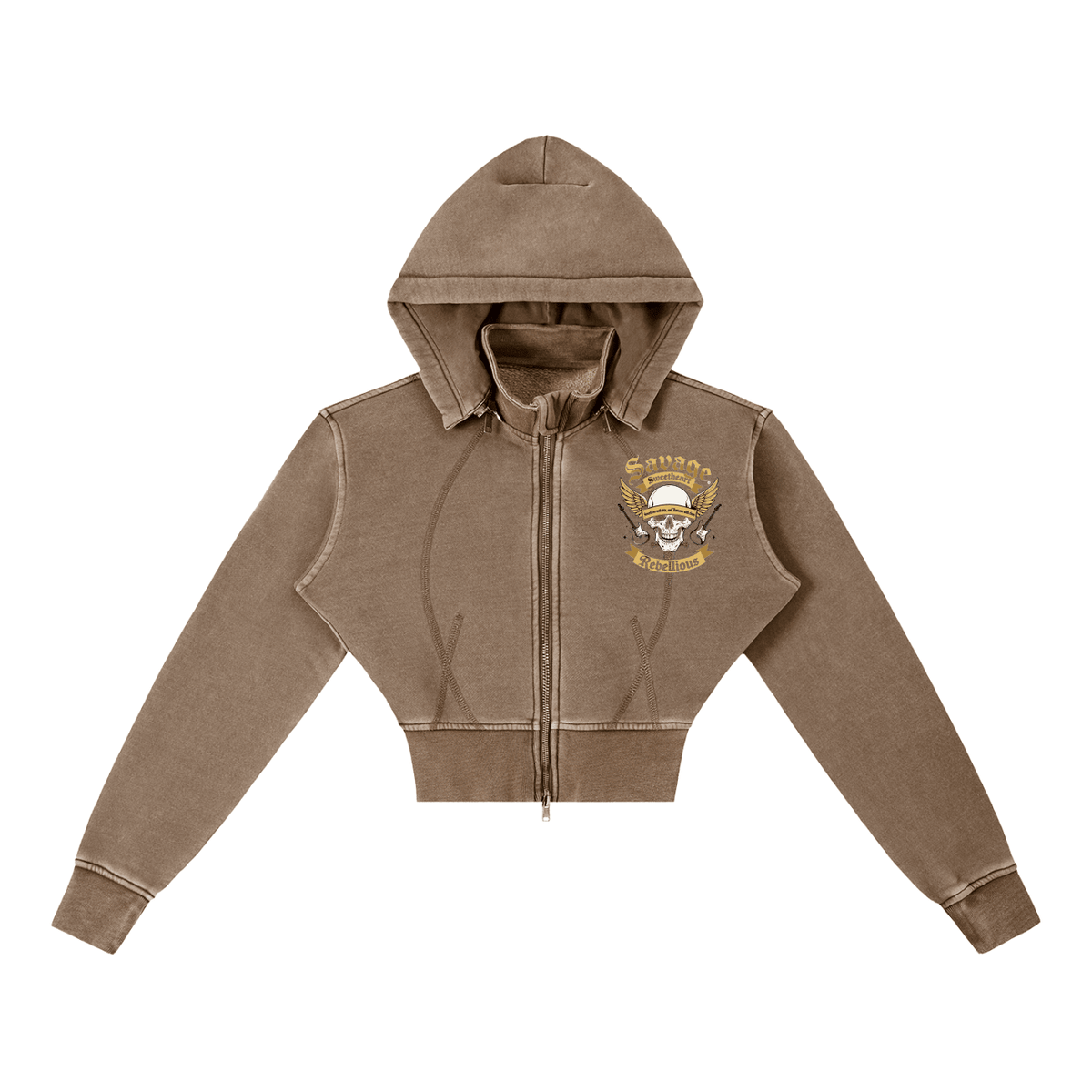 Vintage Washed Cropped Fleece Hoodie - Savage Sweetheart Boutique