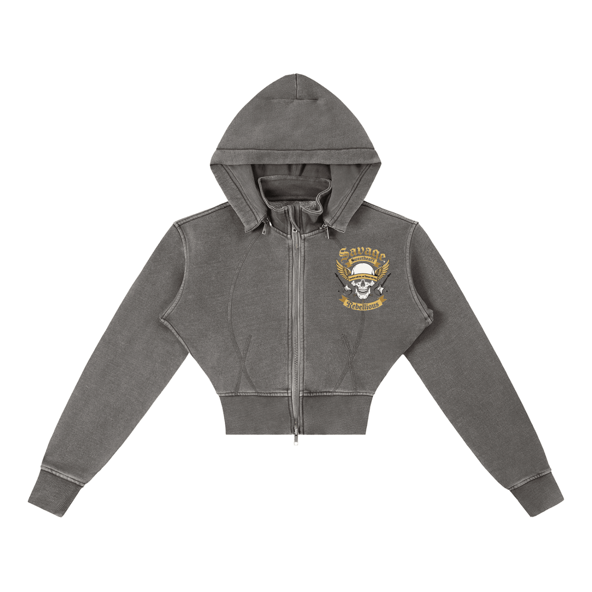 Vintage Washed Cropped Fleece Hoodie - Savage Sweetheart Boutique