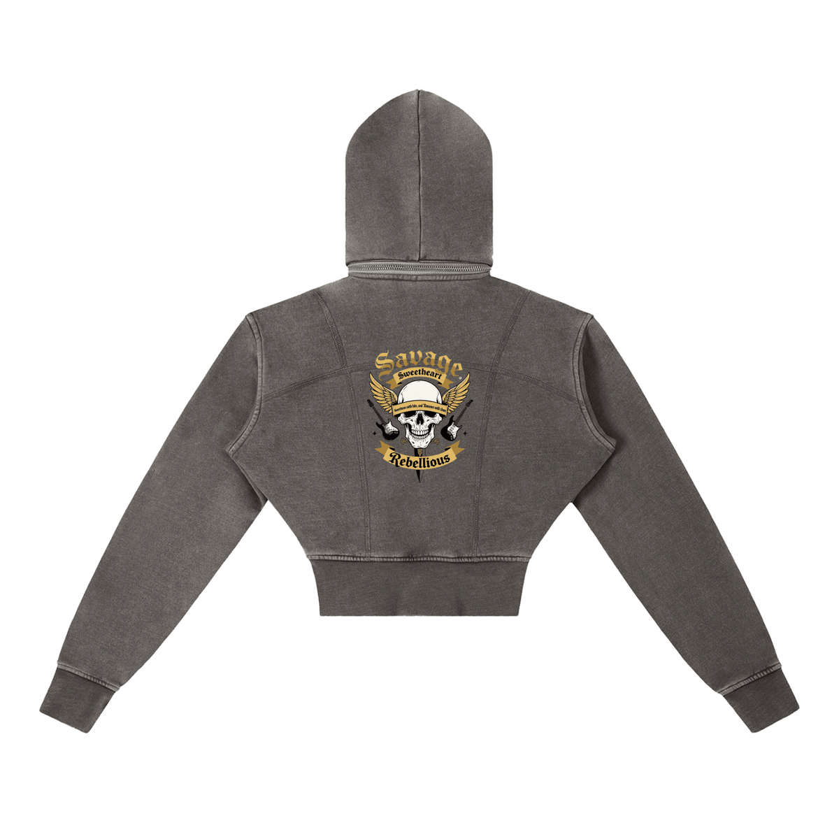 Vintage Washed Cropped Fleece Hoodie - Savage Sweetheart Boutique
