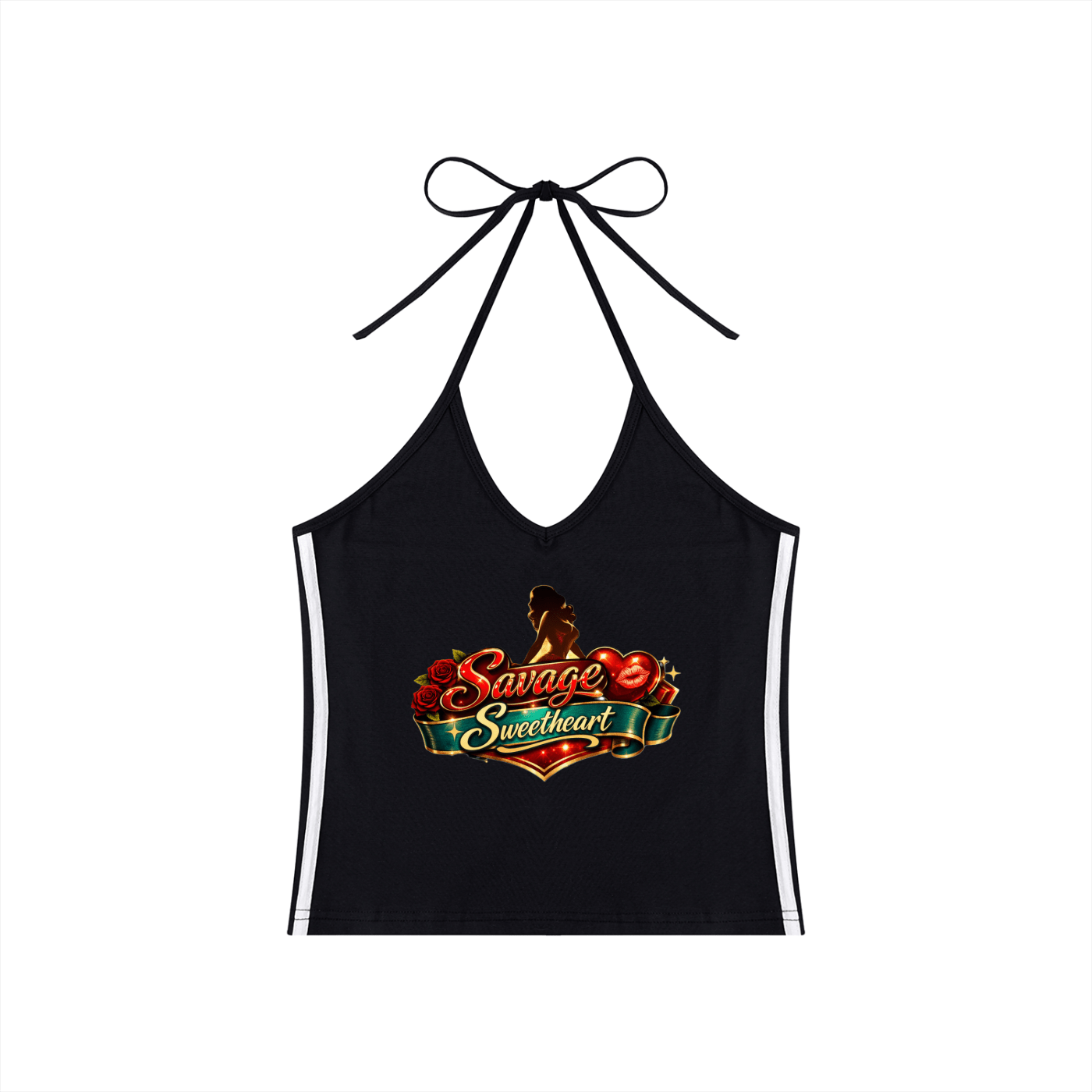 Women's Color Block Halter Crop Tank Top - Savage Sweetheart Boutique