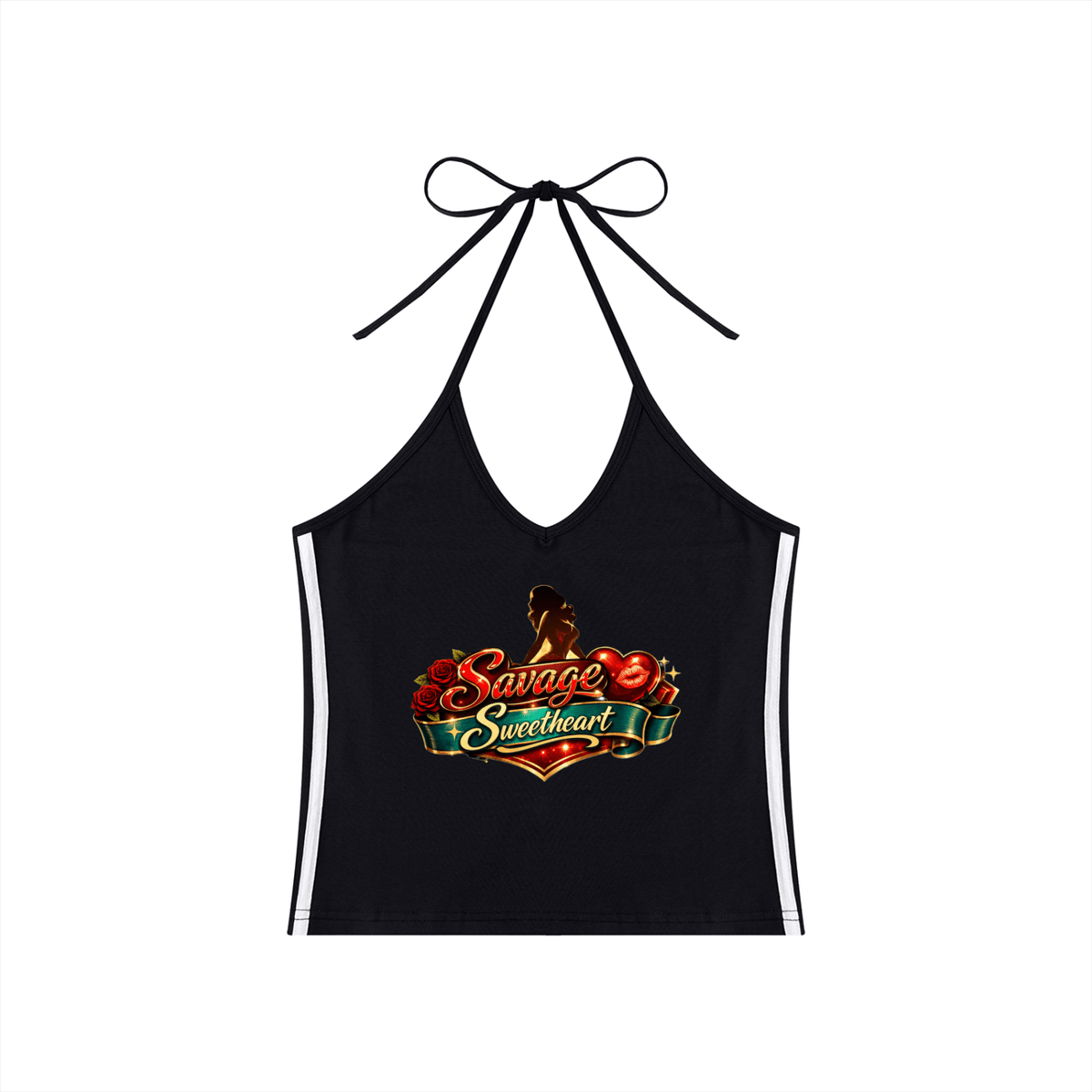 Women's Color Block Halter Crop Tank Top - Savage Sweetheart Boutique