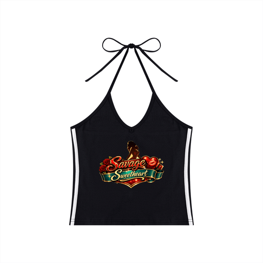 Women's Color Block Halter Crop Tank Top - Savage Sweetheart Boutique
