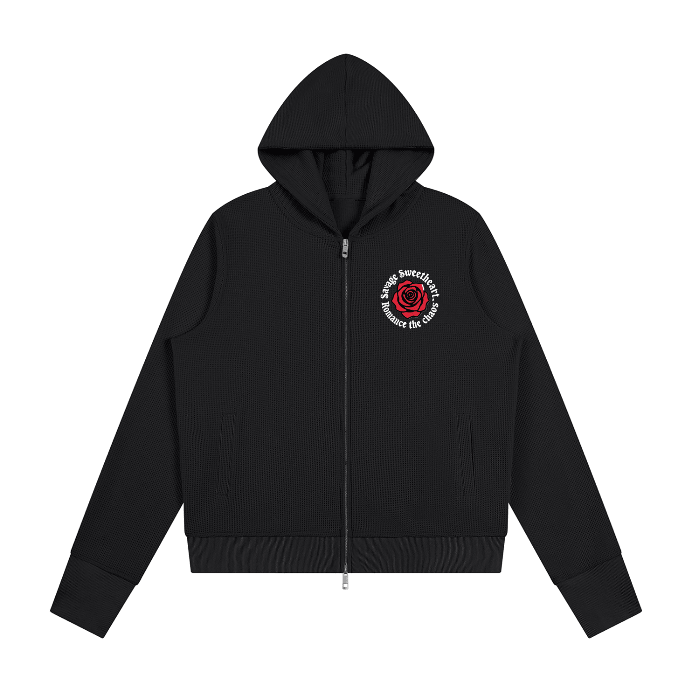 Women's Waffle Full Zip Hoodie - Savage Sweetheart Boutique