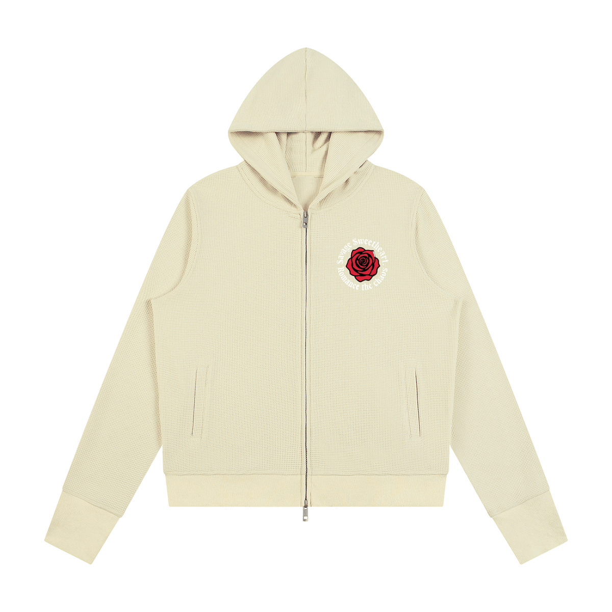 Women's Waffle Full Zip Hoodie - Savage Sweetheart Boutique