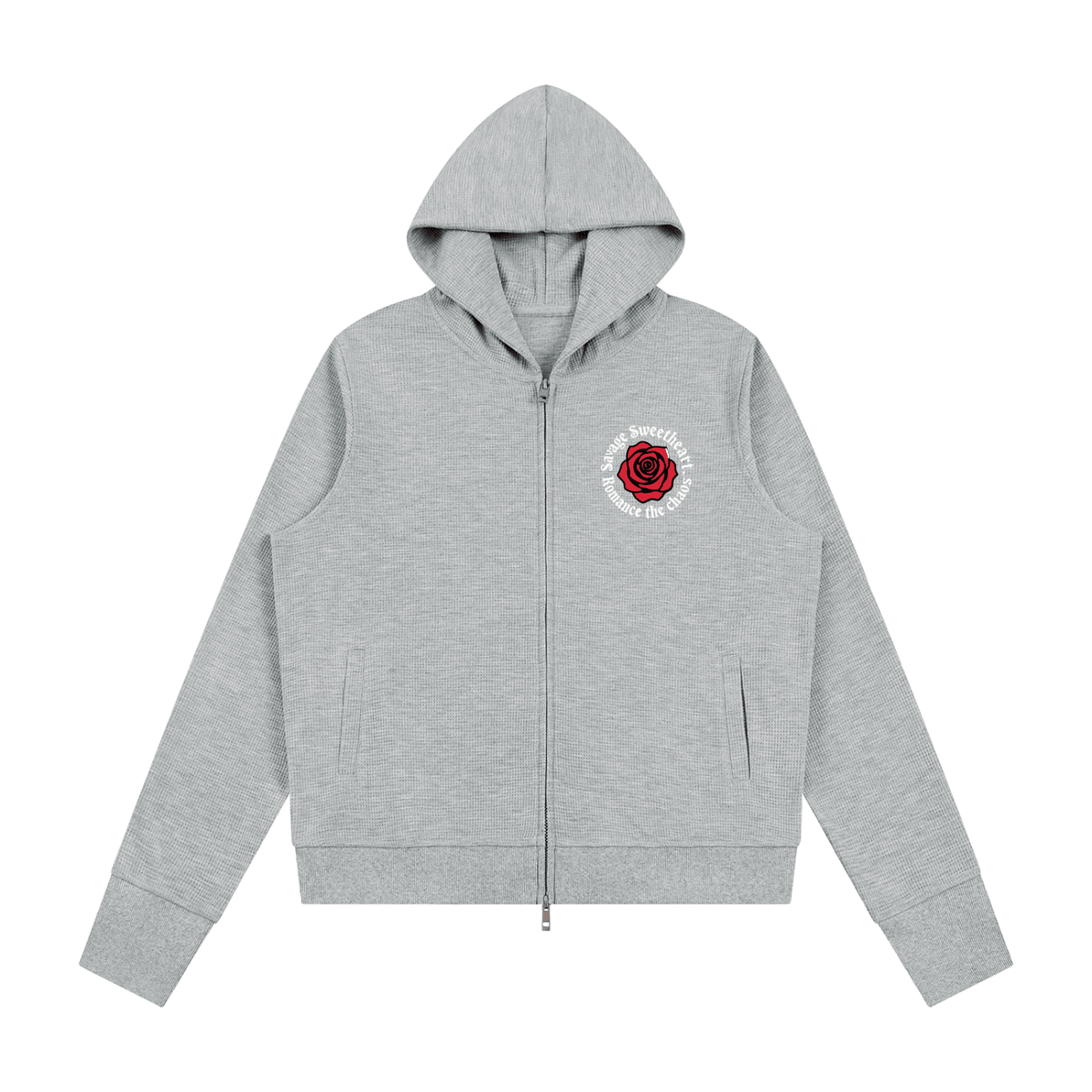 Women's Waffle Full Zip Hoodie - Savage Sweetheart Boutique