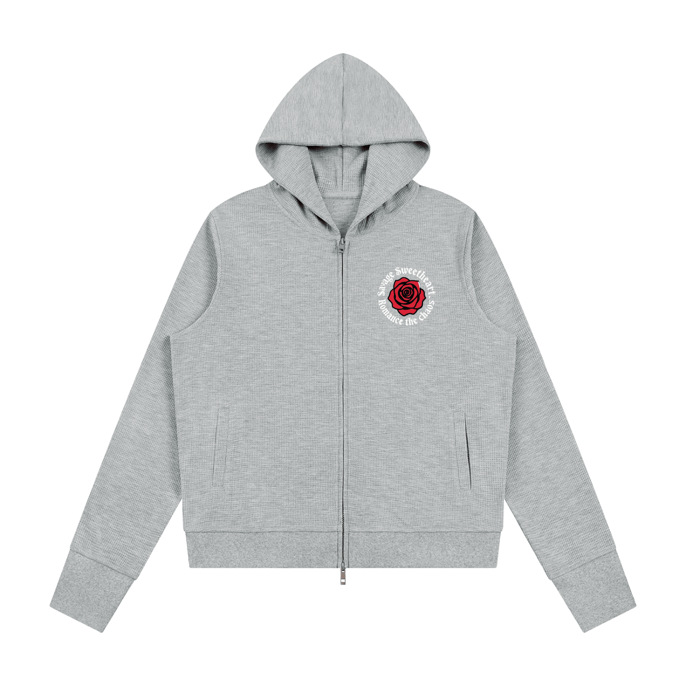 Women's Waffle Full Zip Hoodie - Savage Sweetheart Boutique